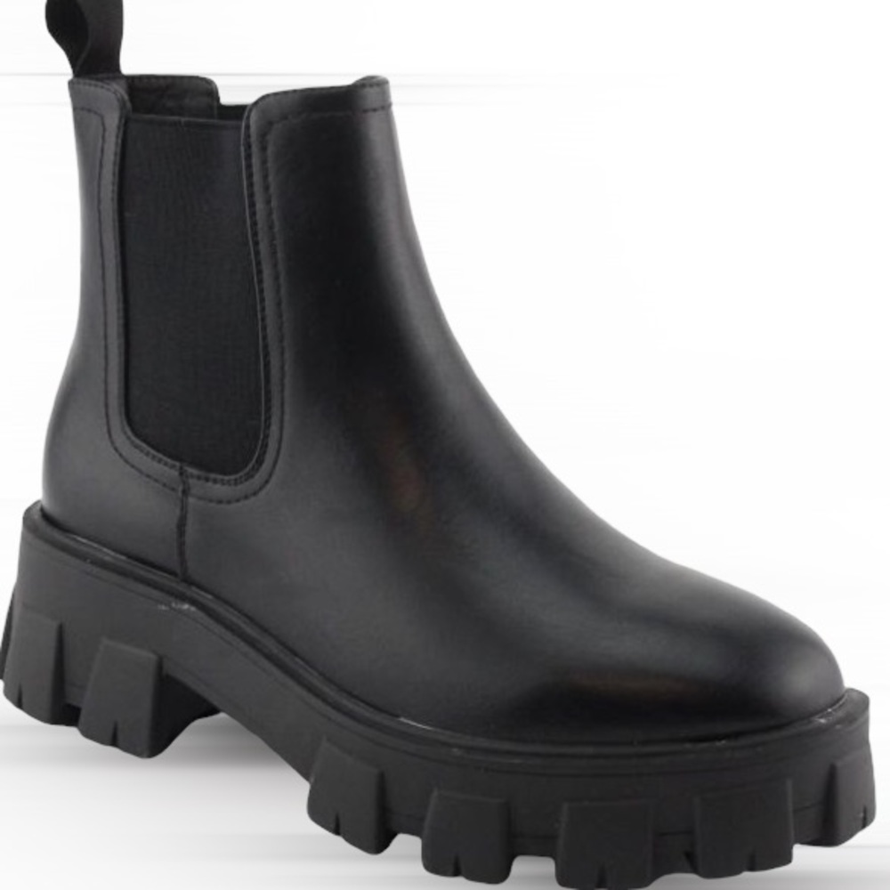 1 Left! Nature Breeze Mack-02 Black Slip On Platform Combat Lug Boot 10 - Picture 2 of 5
